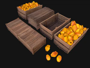 Crate Pears Box Medieval Stand Stall Pear Farm Fruits 3D Model