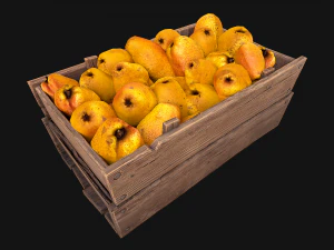 Crate Pears Box Medieval Stand Stall Pear Farm Fruits 3D Model