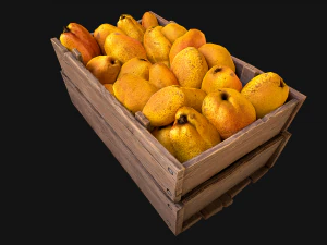 Crate Pears Box Medieval Stand Stall Pear Farm Fruits 3D Model