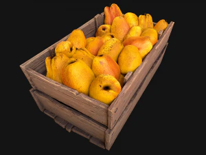 Crate Pears Box Medieval Stand Stall Pear Farm Fruits 3D Model