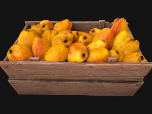 Crate Pears Box Medieval Stand Stall Pear Farm Fruits 3D Model