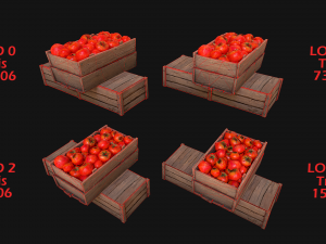 Tomatoes Box Crate Stand 3D Model
