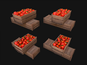 Tomatoes Box Crate Stand 3D Model