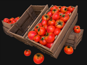Tomatoes Box Crate Stand 3D Model