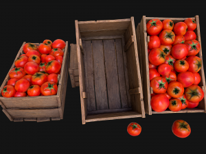 Tomatoes Box Crate Stand 3D Model