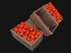 Tomatoes Box Crate Stand 3D Model