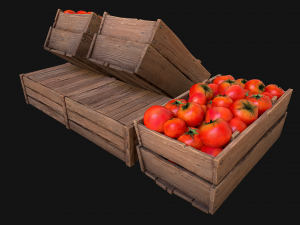 Tomatoes Box Crate Stand 3D Model