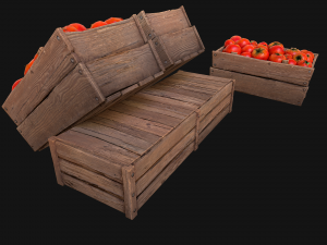 Tomatoes Box Crate Stand 3D Model