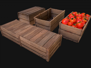 Tomatoes Box Crate Stand 3D Model