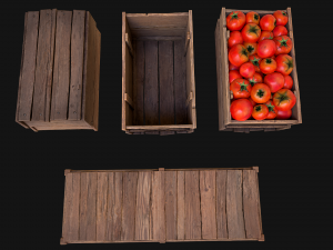 Tomatoes Box Crate Stand 3D Model