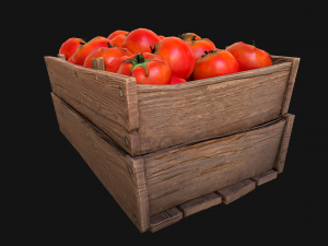 Tomatoes Box Crate Stand 3D Model