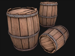 Medieval Wooden Barrel 3D Model