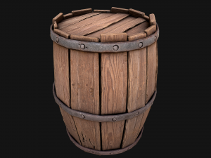 Medieval Wooden Barrel 3D Model