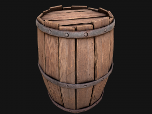 Medieval Wooden Barrel 3D Model