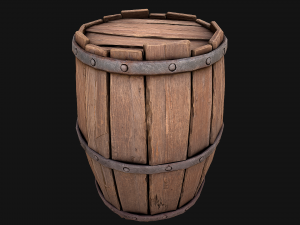 Medieval Wooden Barrel 3D Model