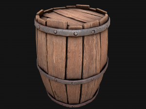 Medieval Wooden Barrel 3D Model