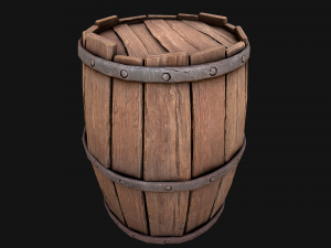 Medieval Wooden Barrel 3D Model