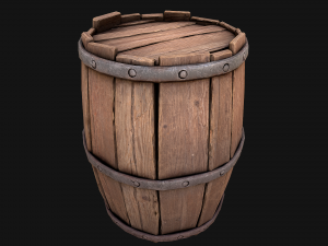 Medieval Wooden Barrel 3D Model