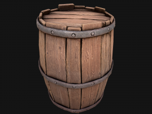 Medieval Wooden Barrel 3D Model
