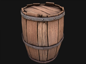 Medieval Wooden Barrel 3D Model
