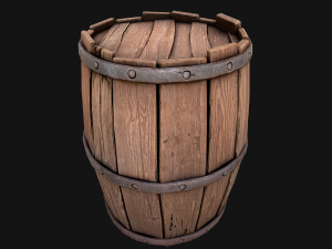 Medieval Wooden Barrel 3D Model