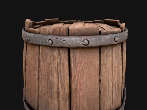 Medieval Wooden Barrel 3D Model