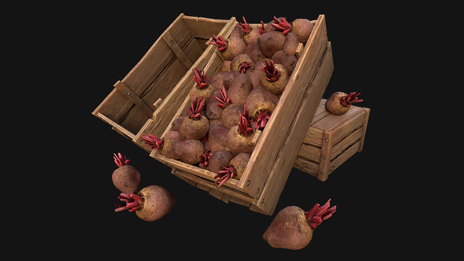 BeetRoot Box Crate Stand 3D Model .c4d .max .obj .3ds .fbx .stl .blend 