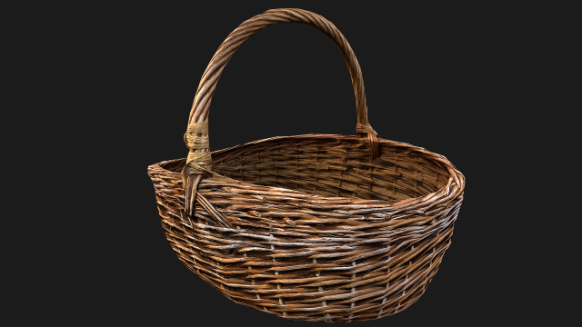 Wicker Basket Model 3D .c4d .max .obj .3ds .fbx .stl .blend 