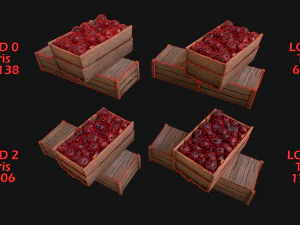 Plums Crate Stand Box Farm Village Food 3D Model