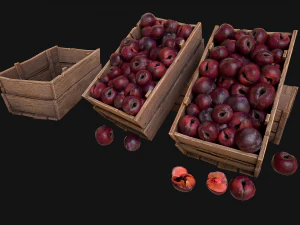 Plums Crate Stand Box Farm Village Food 3D Model
