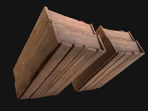 Plums Crate Stand Box Farm Village Food 3D Model