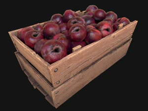 Plums Crate Stand Box Farm Village Food 3D Model