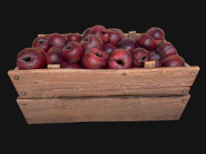Plums Crate Stand Box Farm Village Food 3D Model