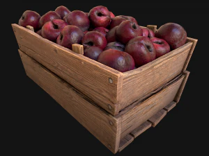 Plums Crate Stand Box Farm Village Food 3D Model
