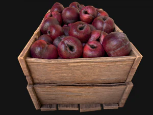 Plums Crate Stand Box Farm Village Food 3D Model