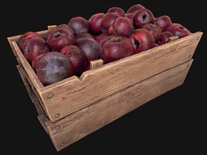 Plums Crate Stand Box Farm Village Food 3D Model