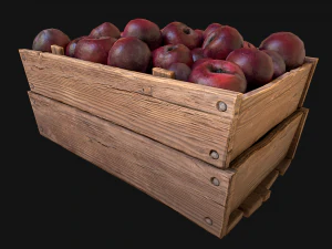 Plums Crate Stand Box Farm Village Food 3D Model