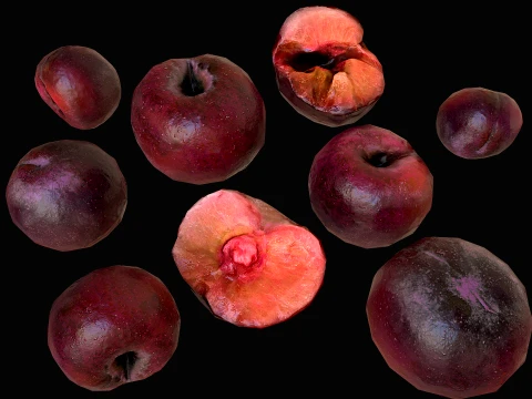 Plums Crate Stand Box Farm Village Food 3D Model
