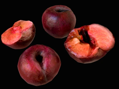 Plums Crate Stand Box Farm Village Food 3D Model