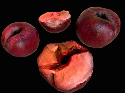 Plums Crate Stand Box Farm Village Food 3D Model