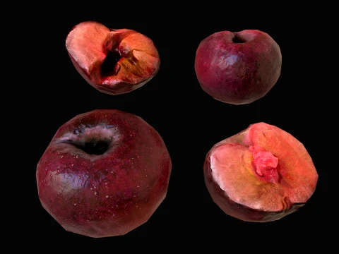 Plums Crate Stand Box Farm Village Food 3D Model