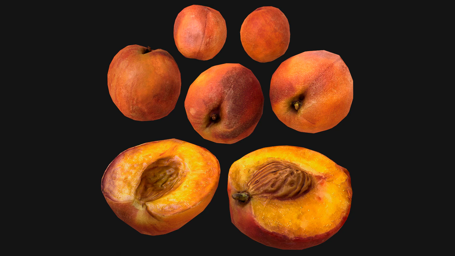 Peach 3D Model .c4d .max .obj .3ds .fbx .stl .blend 