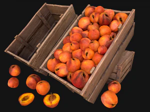 Peaches Crate Stand Box Farm Village Food 3D Model