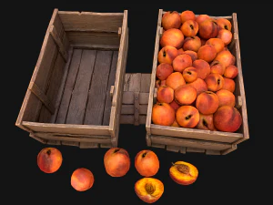 Peaches Crate Stand Box Farm Village Food 3D Model