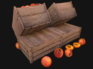 Peaches Crate Stand Box Farm Village Food 3D Model