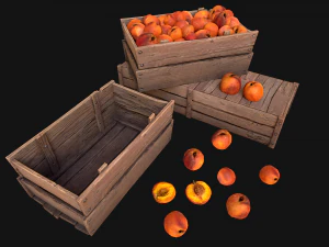 Peaches Crate Stand Box Farm Village Food 3D Model