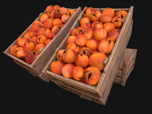 Peaches Crate Stand Box Farm Village Food 3D Model