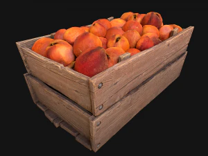 Peaches Crate Stand Box Farm Village Food 3D Model