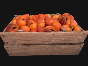 Peaches Crate Stand Box Farm Village Food 3D Model