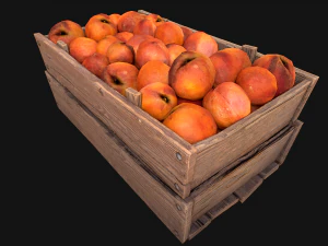 Peaches Crate Stand Box Farm Village Food 3D Model